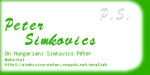 peter simkovics business card